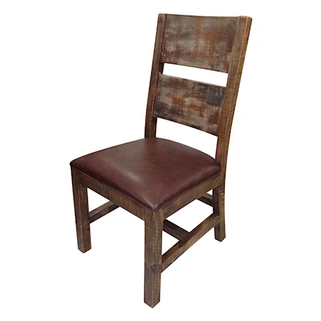 Solid Wood Chair with Bonded Leather Seat